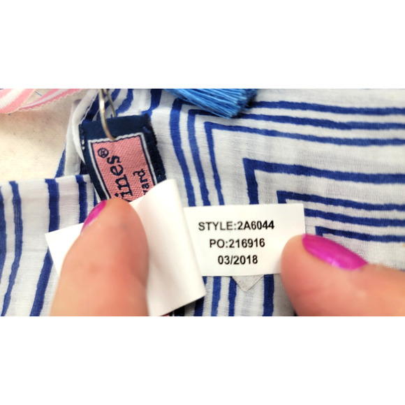 New Vineyard Vines Seahorse Stripe Cotton Silk Scarf Wrap NWT MSRP $88 - Picture 9 of 10